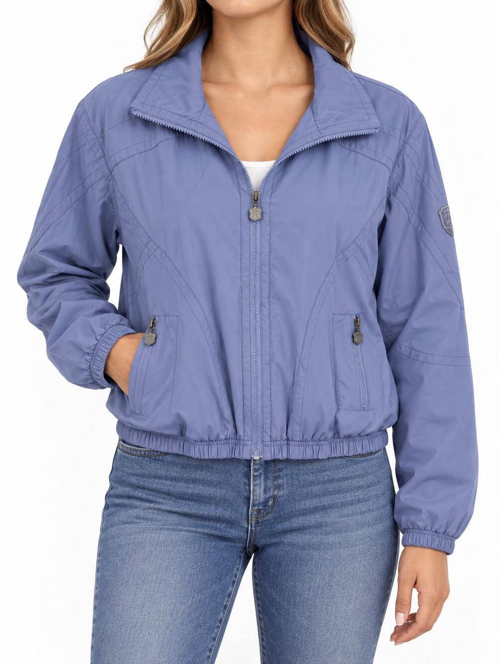 Kaelin Women's M Lavender Blue Polyester Windbreaker Jacket Full Zip Golf Travel